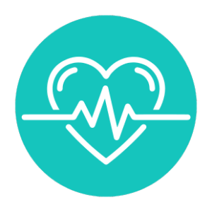 Icon of a heart outline with a life line going across