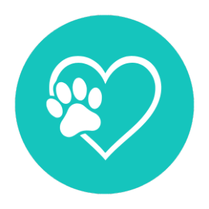 icon of a heart outline with a paw print in